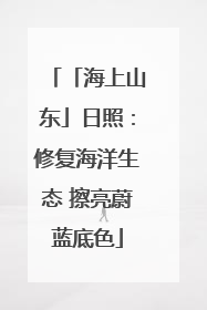 「海上山东」日照：修复海洋生态 擦亮蔚蓝底色