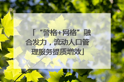 “警格+网格”融合发力，流动人口管理服务提质增效