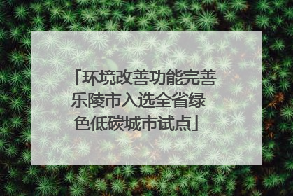 环境改善功能完善 乐陵市入选全省绿色低碳城市试点