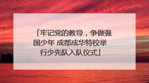牢记党的教导，争做强国少年 成都成华特校举行少先队入队仪式