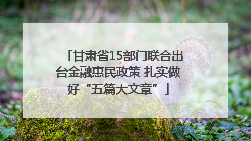 甘肃省15部门联合出台金融惠民政策 扎实做好“五篇大文章”