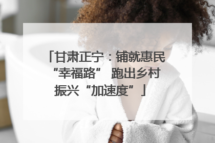 甘肃正宁：铺就惠民“幸福路” 跑出乡村振兴“加速度”
