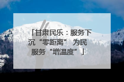 甘肃民乐：服务下沉“零距离” 为民服务“增温度”
