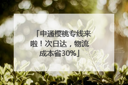 申通樱桃专线来啦！次日达，物流成本省30%