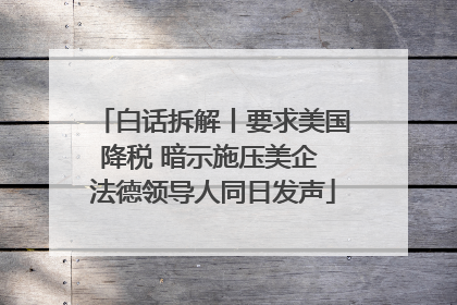 白话拆解丨要求美国降税 暗示施压美企 法德领导人同日发声