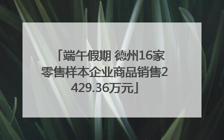 端午假期 德州16家零售样本企业商品销售2429.36万元