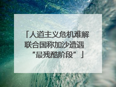 人道主义危机难解 联合国称加沙遭遇“最残酷阶段”