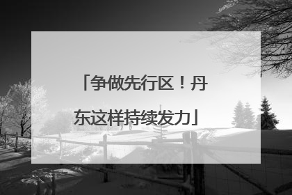 争做先行区！丹东这样持续发力