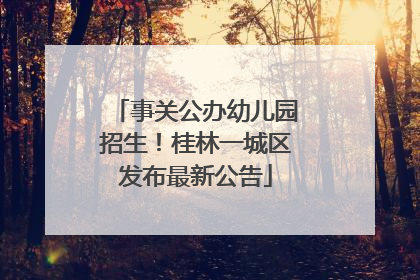 事关公办幼儿园招生！桂林一城区发布最新公告