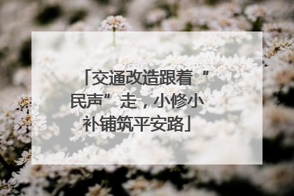 交通改造跟着“民声”走，小修小补铺筑平安路