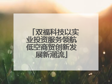 双福科技以实业投资服务领航低空商贸创新发展新潮流