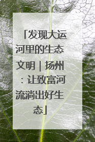 发现大运河里的生态文明｜扬州：让致富河流淌出好生态