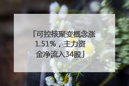 可控核聚变概念涨1.51%，主力资金净流入34股