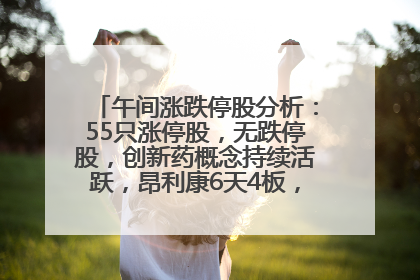 午间涨跌停股分析：55只涨停股，无跌停股，创新药概念持续活跃，昂利康6天4板，众生药业2连板