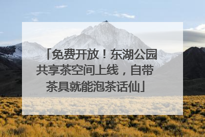 免费开放！东湖公园共享茶空间上线，自带茶具就能泡茶话仙