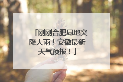 刚刚合肥局地突降大雨！安徽最新天气预报！