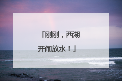 刚刚，西湖开闸放水！