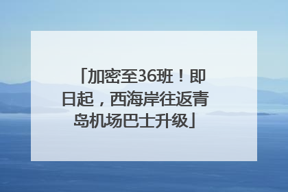 加密至36班！即日起，西海岸往返青岛机场巴士升级