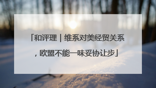 和评理｜维系对美经贸关系，欧盟不能一味妥协让步
