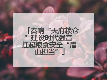 奏响“天府粮仓”建设时代强音 扛起粮食安全“眉山担当”