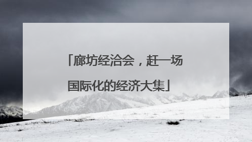 廊坊经洽会，赶一场国际化的经济大集