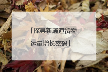 探寻新通道货物运量增长密码