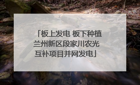 板上发电 板下种植 兰州新区段家川农光互补项目并网发电