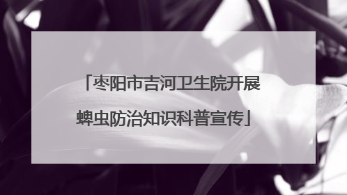 枣阳市吉河卫生院开展蜱虫防治知识科普宣传