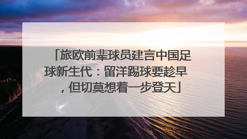 旅欧前辈球员建言中国足球新生代：留洋踢球要趁早，但切莫想着一步登天