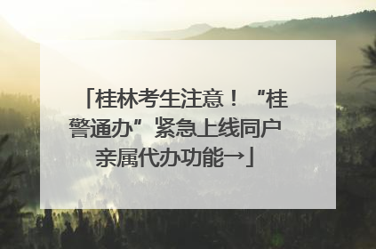 桂林考生注意！“桂警通办”紧急上线同户亲属代办功能→