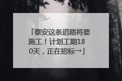 泰安这条道路将要施工！计划工期180天，正在招标→