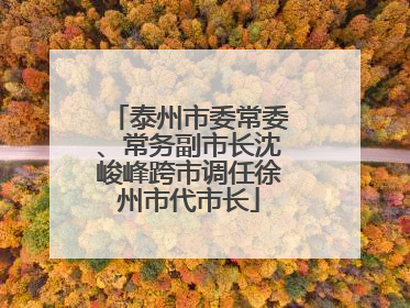 泰州市委常委、常务副市长沈峻峰跨市调任徐州市代市长