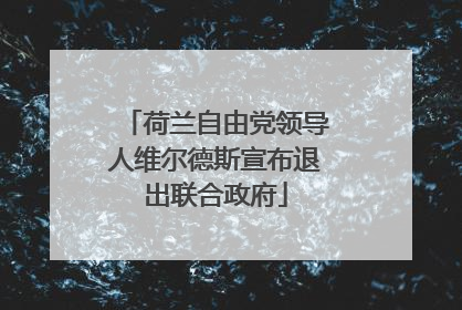 荷兰自由党领导人维尔德斯宣布退出联合政府