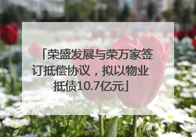 荣盛发展与荣万家签订抵偿协议，拟以物业抵债10.7亿元