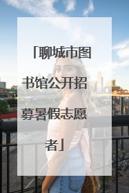 聊城市图书馆公开招募暑假志愿者