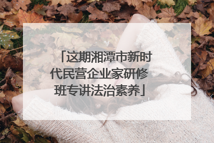 这期湘潭市新时代民营企业家研修班专讲法治素养