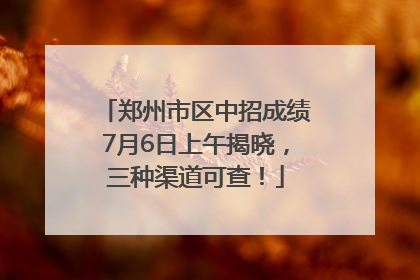 郑州市区中招成绩7月6日上午揭晓，三种渠道可查！
