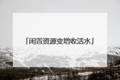 闲置资源变增收活水