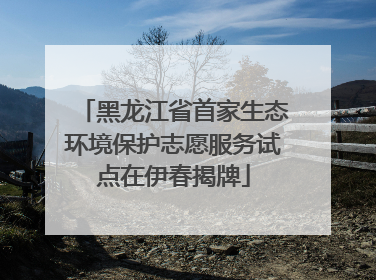 黑龙江省首家生态环境保护志愿服务试点在伊春揭牌