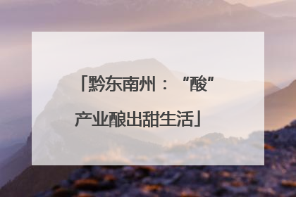 黔东南州：“酸”产业酿出甜生活