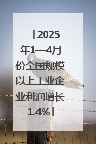 2025年1—4月份全国规模以上工业企业利润增长1.4%