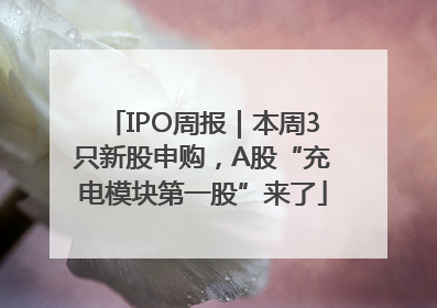 IPO周报｜本周3只新股申购，A股“充电模块第一股”来了